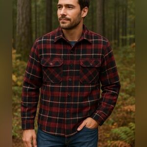 Eddie Bauer vintage North Cascade Wool Shirt Jacket Shacket Plaid men’s size L